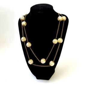 Pearl and Chain Vintage Necklace, Large Textured Large Faux Pearl Regency